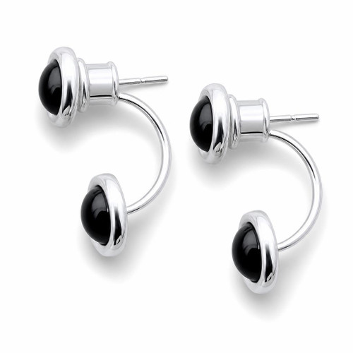 Sterling silver Whitby Jet double ended stud earrings