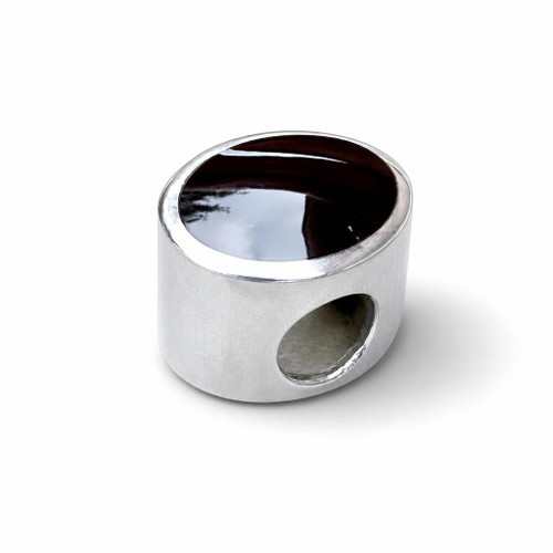 Hand crafted solid sterling silver and Whitby Jet oval charm