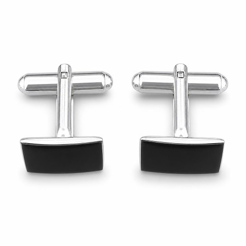 Mens 925 silver square Jet black cufflinks with swivel bar attachments
