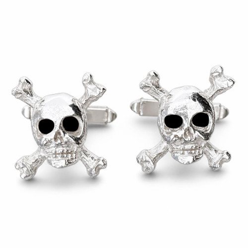 Gothic solid 925 silver cufflinks with Whitby Jet eyes 