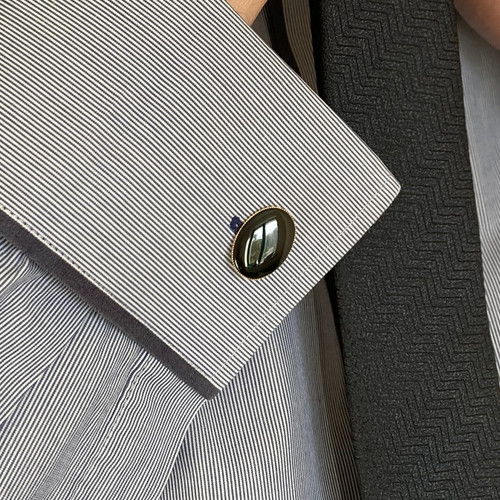 Mens 9K gold oval cufflinks with T bar design