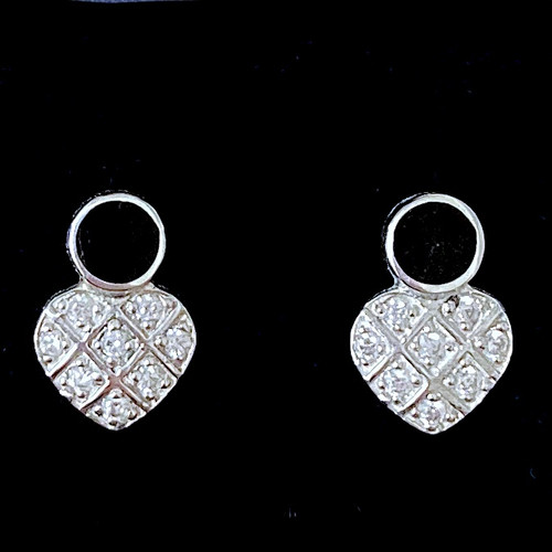 Sterling Silver Whitby Jet Sparkly Heart Stud Earrings 581E