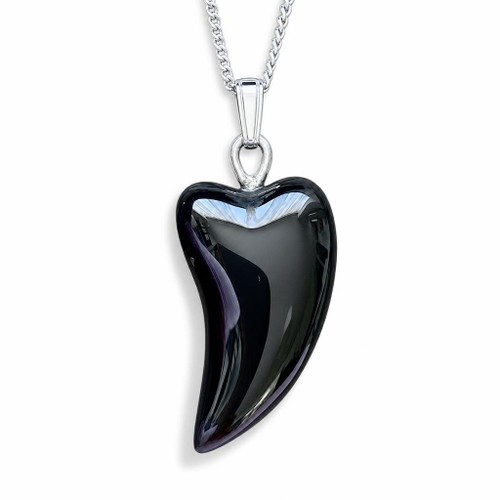 Hand carved Whitby Jet fang necklace with black gift box
