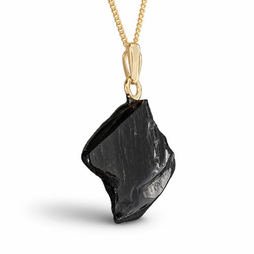 Whitby Jet 9ct gołd freeform pendant