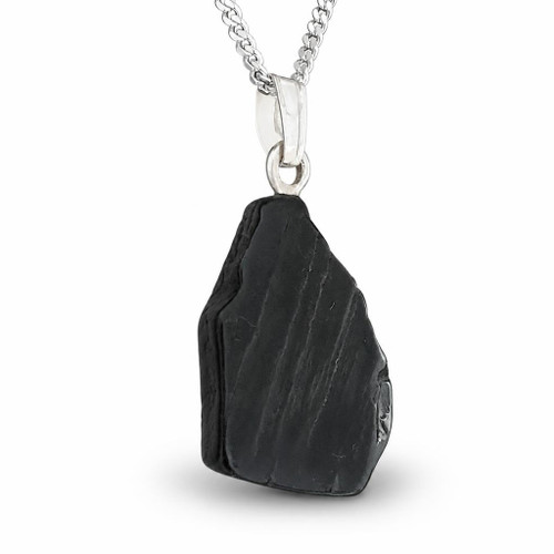 Whitby Jet sterling silver free form pendant necklace 