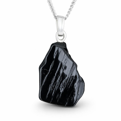 Handmade sea washed Whitby Jet pendant in gift box