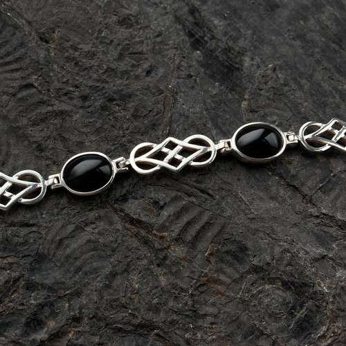 925 silver Four stone Celtic Whitby Jet bracelet 925 silver Four stone Celtic Whitby Jet bracelet