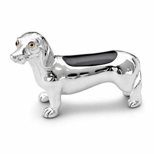 Whitby Jet solid Sterling Silver Dachshund dog ornamental figurine