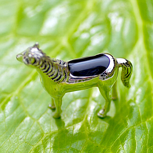 Hand crafted black and silver Horse Ornamental Figurine