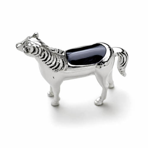 Hand crafted black and silver Horse Ornamental Figurine