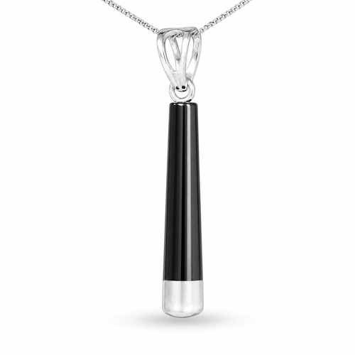 Handmade Whitby Jet and Indonesian Amber long cylindrical drop pendant necklace