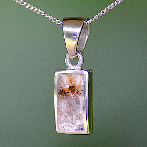 Oblong Derbyshire Blue John and sterling silver pendant with solid silver back