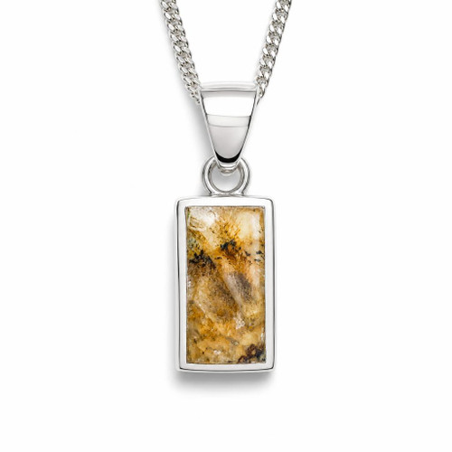 Oblong Derbyshire Blue John and sterling silver pendant with solid silver back