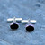 Hand crafted 925 silver T-bar cufflinks with natural oval black stones
