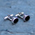 Gents sterling silver and Whitby Jet deep oval cufflinks with swivel bar fastenings