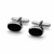 Hand crafted sterling silver and Whitby Jet oval gents T bar cufflinks