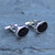 Heavy oval 925 silver and Whitby Jet oval T bar cufflinks