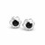 Hand crafted fancy black circular studs with sterling silver frill and bead edge