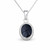 Small traditional oval rope edge Whitby Jet and sterling silver pendant necklace