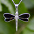 Hand crafted 925 silver and whitby Jet dragonfly necklace