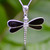 Sterling Silver Whitby Jet Four Stone Dragonfly Pendant Necklace 466P