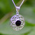 Medium round silver Celtic pendant with Whitby Jet