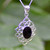 Whitby Jet and silver diamond shaped pendant on silver curb chain