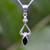 Dainty sterling silver pendant with hand carved Whitby Jet marquise stone