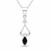 Dainty sterling silver pendant with hand carved Whitby Jet marquise stone