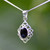 Sterling silver diamond shaped Celtic pendant with oval Whitby Jet stone