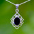 Sterling Silver Whitby Jet Celtic Diamond Shaped Pendant Necklace 473P