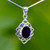 Sterling silver diamond shaped Celtic pendant with oval Whitby Jet stone