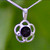 Contemporary sterling silver flower pendant with round Whitby Jet stone