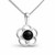 Contemporary sterling silver flower pendant with round Whitby Jet stone