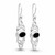 Hand crafted sterling silver drop earrings with Whitby Jet and double trinity knot