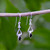 Delicate small sterling silver drop earrings with marquise Jet stones