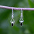 Hand crafted dainty 925 silver dangly earrings with marquise cut Whitby Jet