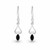Hand crafted dainty 925 silver dangly earrings with marquise cut Whitby Jet