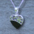 Fancy Whitby Jet and 925 silver heart pendant on silver curb chain