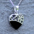 Handcrafted contemporary Whitby Jet and sterling silver heart pendant necklace