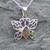 Blue john and 925 silver filigree butterfly necklace in gift box