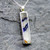 Hand crafted 925 silver necklace with long rectangular natural Blue John gemstone