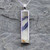 Long slim oblong Derbyshire blue john and sterling silver solid backed pendant