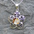 Hand crafted Derbyshire blue john flower pendant on sterling silver curb chain