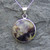 Hand crafted Derbyshire blue john sterling silver round stone pendant necklace