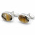 Contemporary large oval sterling silver Derbyshire Blue John T bar cufflinks