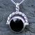 Unique hand crafted circular Whitby Jet and Blue John necklace