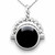 Round rope edge sterling silver Whitby Jet  Derbyshire Blue John reversible pendant