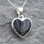 large whitby jet heart pendant on sterling silver chain