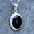 Handmade medium Whitby Jet and sterling silver oval rope edge pendant